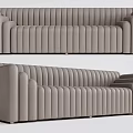 Gray Fabric Sectional Sofa With Vertical Ribbed Design Modern Living Room Furniture