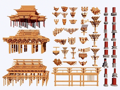 Chinese ancient building components bucket arch mortise and tenon structure bucket arch composite building structure model