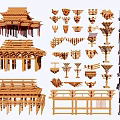 Chinese ancient building components bucket arch mortise and tenon structure bucket arch composite building structure 3d model