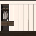 Modern White Wardrobe Interior Design With Panel Doors And Wooden Drawer Cabinet Hats On Top