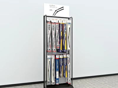 Multi layer Metal Display Shelf For Retail Holding Colorful Car Wiper Blades 3d model