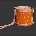 Vibrant Orange Drum Design With Red Rim Strap And Reflective Surface