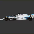 Williams Martini Racing Car With White And Blue Aerodynamic Design And Racing Wheels