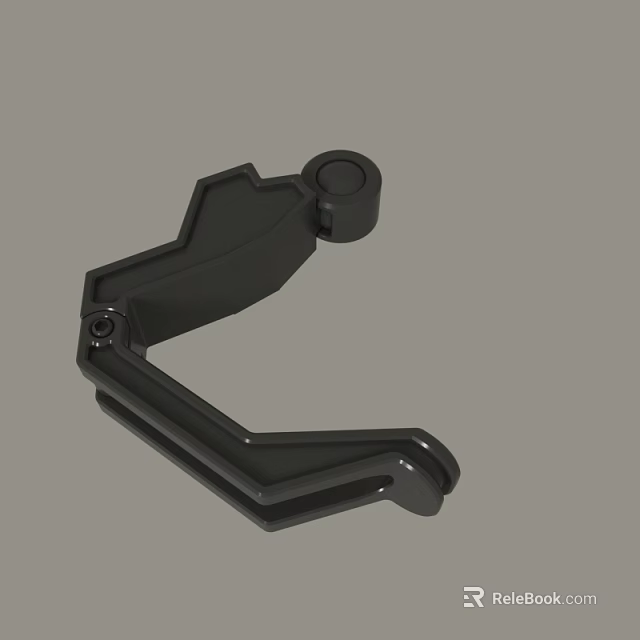 Black Mechanical Component With Curved Design And Circular Knob Structure 3d model