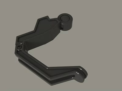 Black Mechanical Component With Curved Design And Circular Knob Structure 3d model
