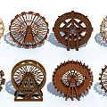Garden Ornaments With Various Wooden Water Wheel Designs For Outdoor Decor