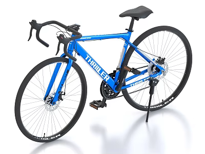 Blue TRINLER Road Bicycle with Black Handlebar Seat and Wheels 3d model