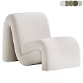 Modern Beige Upholstered Leisure Chair with Curved Backrest and Armrest Design for Comfortable Seating