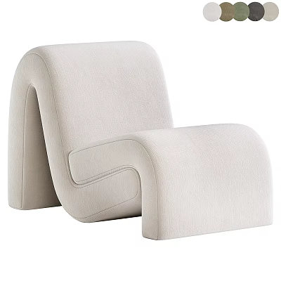 Modern Beige Upholstered Leisure Chair with Curved Backrest and Armrest Design for Comfortable Seating 3d model