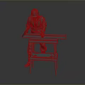 Worker in Safety Helmet Handling Long Wooden Plank at Workshop Workbench