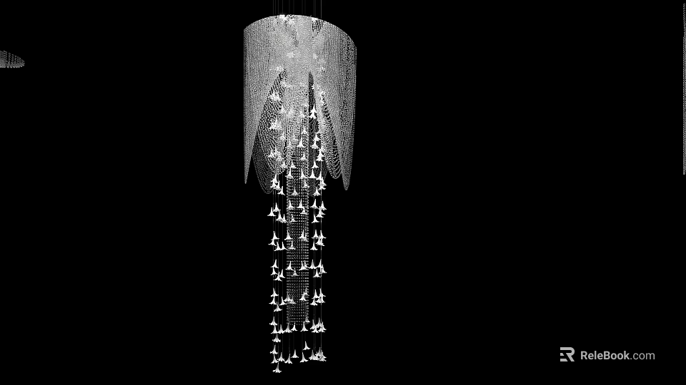 Abstract Shaped Chandelier With Hanging Crystal Elements For Modern Home Decoration 3d model 