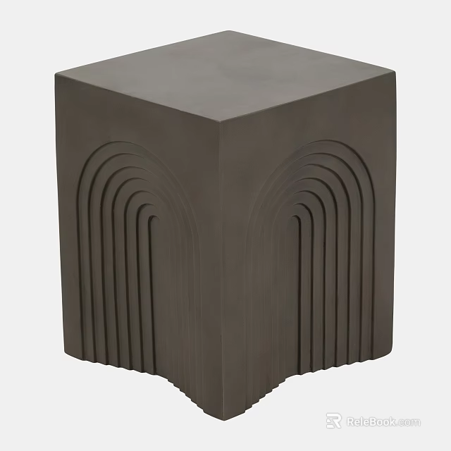 Modern Gray Concrete Side Table With Arched Lines And Geometric Design 3d model
