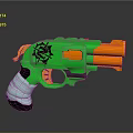 Building Blocks Toy Gun Model With Green Orange Parts Black Pattern And White Grip