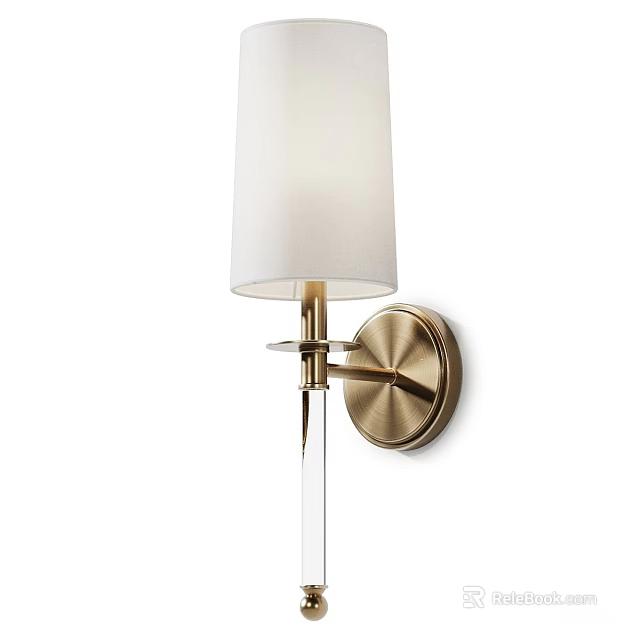 Modern Brass Wall Sconce With White Lampshade And Transparent Pendant 3d model 