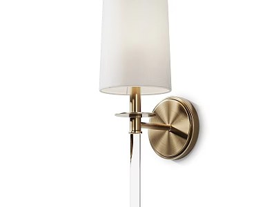 Modern Brass Wall Sconce With White Lampshade And Transparent Pendant 3d model