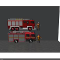 Detailed Red Fire Rescue Truck Models With Ladder And Firefighter Figures