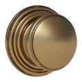 Glossy Golden Round Metal Door Knob With Decorative Layered Rings
