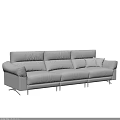 Modern Gray Three Seater Sofa With Cushioned Back And Metal Legs 3d model