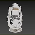 Antique Vintage Metal Kerosene Lamp With Glass Shade And Brass Base