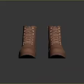 Brown Leather Boots with Lace Up Design and Flat Sole Displayed on Gray Background