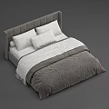 Modern Double Bed With Gray Headboard White Pillows And Gray Bedding 3d model