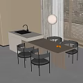 Modern Dining Table and Chair Combination Dining Table and Chair Chandelier 3d model