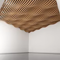 Elegant Wavy Brown Wooden Ceiling Design For Modern Interior Space