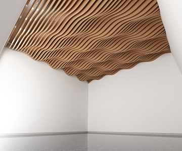 Modern Ceiling Special-shaped Solid Wood Line Ceiling Grille Ceiling Creative Ceiling Shape Curved Surface Special-shaped Ceiling 3d model