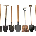 Collection Of Different Shovels With Wooden Handles And Metal Blades