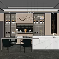 Modern Restaurant Interior Design With Marble Bar Wine Rack Pendant Lights And Green Chairs