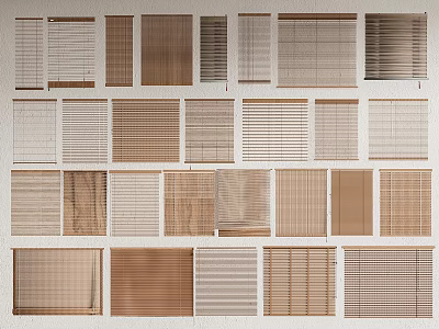 Various Window Blinds in Natural Tones with Different Materials and Styles 3d model