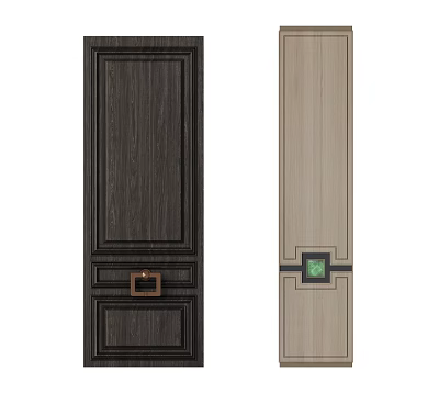 Dark And Light Wood Room Dividers With Copper Square And Green Accents 3d model