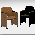 Orange And Green Accent Leisure Chairs With Armrests And Rolling Casters