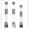 Three Modern Floor Lamps With Sleek Metal Frames And Square White Shades
