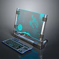 Advanced Interactive Transparent Display With Illuminated Keyboard And Metal Frame 3d model