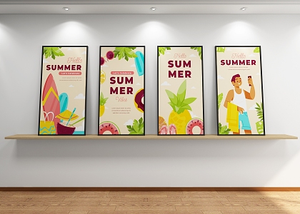 Photo Wall Poster Decorative Painting Background Wall Advertising Summer 3d model