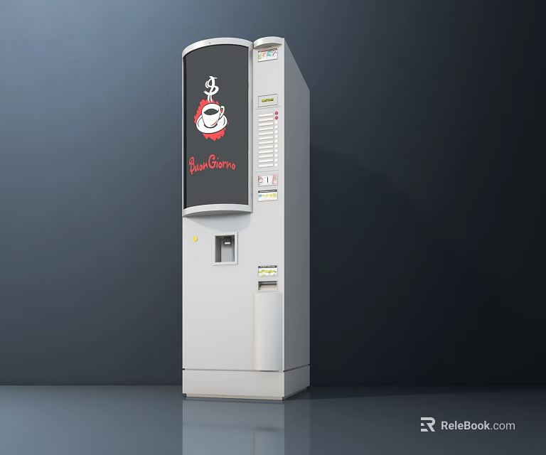 Modern White Kitchen Appliance Vending Machine With LuckyDraw Logo And Front Panel 3d model 