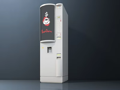 Modern White Kitchen Appliance Vending Machine With LuckyDraw Logo And Front Panel 3d model