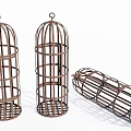 Three Piece Decorative Metal Birdcage Ornament Set for Home Interior