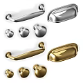 Silver and Gold Metal Cabinet Drawer Handles with Round Bar Shapes for Furniture