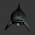 Realistic 3D Rendered Blue Green Spotted Shark With Dorsal Fins Tail And Dark Background