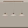 Three Modern Pendant Lights With Wooden Ball Accent And Conical Shade Ceiling Mounted