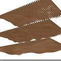Layered Wooden Wavy Ceiling Design With Modern Textured Structure And Interior Decor