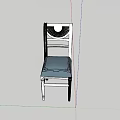 White Frame Leisure Chair With Blue Cushion And Woven Backrest On Wooden Floor