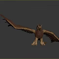 Mythical Griffin Fantasy Creature 3D Model With Spread Wings And Reddish Brown Feathers