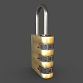 Code lock sub-lock head metal lock copper lock door lock old lock antique lock retro lock low face number low model simple model game video level 3d model