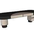 Modern Home Office Desk With Dark Wood Top And White Drawers Striped Legs