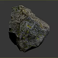 Natural Wood And Stone Decorative Piece With Irregular Shape Green Moss And Organic Surface Texture