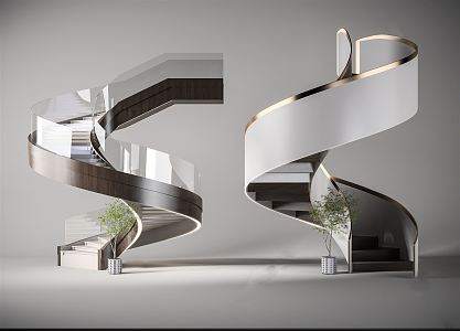 modern revolving staircase 3d model