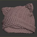 Pink Knitted Hat With Cute Cat Ears Design And Soft Warm Texture For Winter 3d model